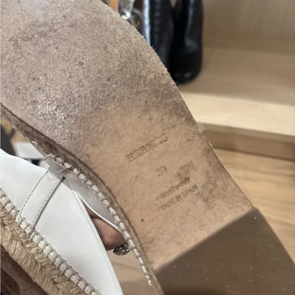 Hermes Cream Espadrilles with Silver Buckle - Picture 4 of 6